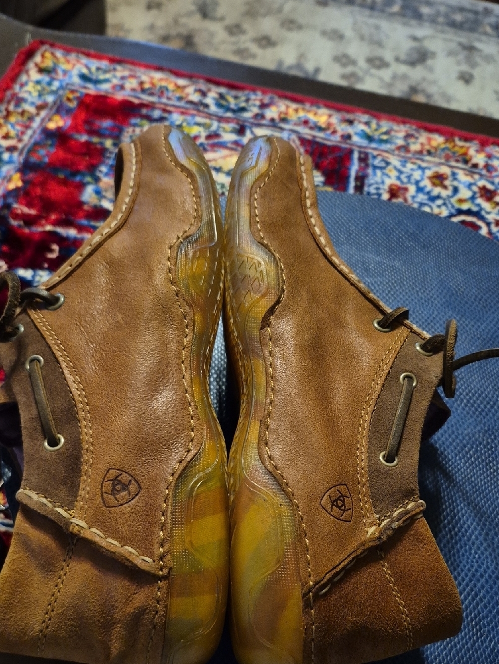 Ariat Tan Suede Boat Moccasin Lace-Up Shoes Sz 10B. GC.(#1256S). - Picture 7 of 11